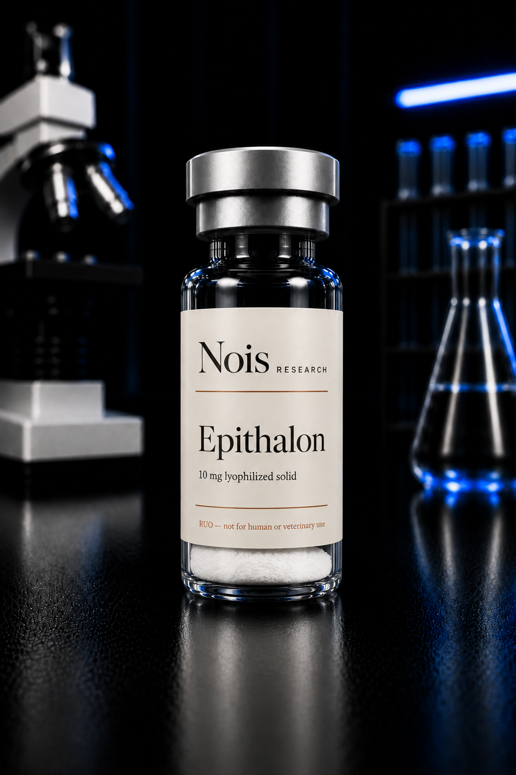 Nois Research Epithalon lyophilized research vial, cap to base