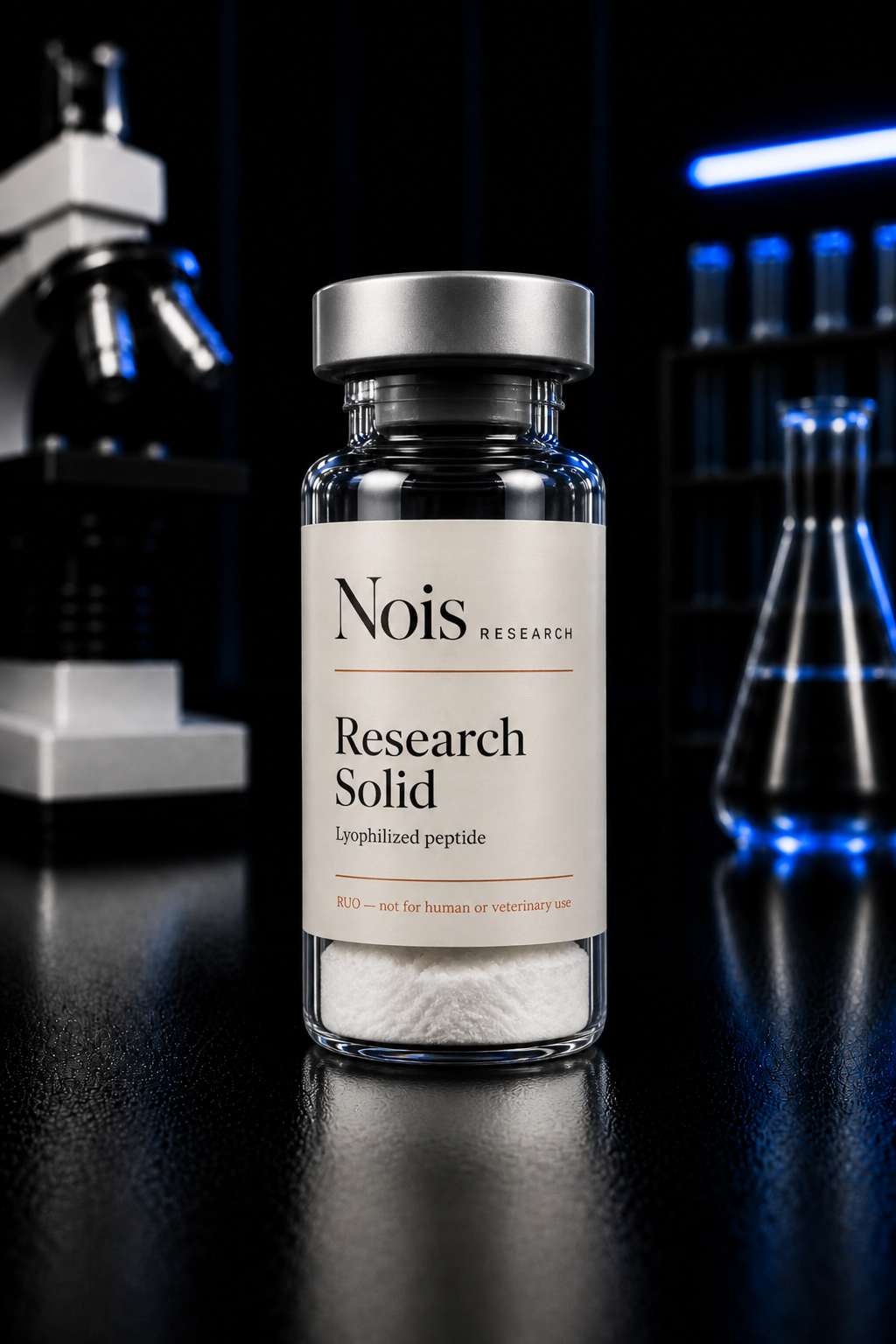 Nois Research Tesamorelin lyophilized research vial, cap to base