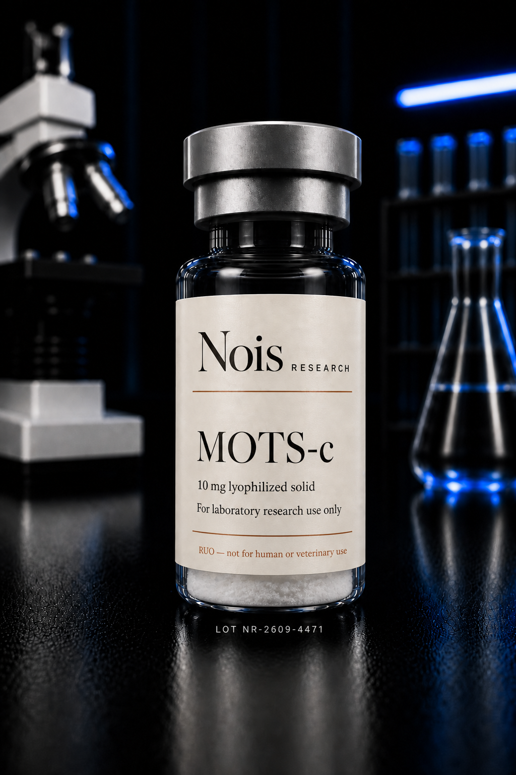 Nois Research MOTS-c lyophilized research vial, cap to base