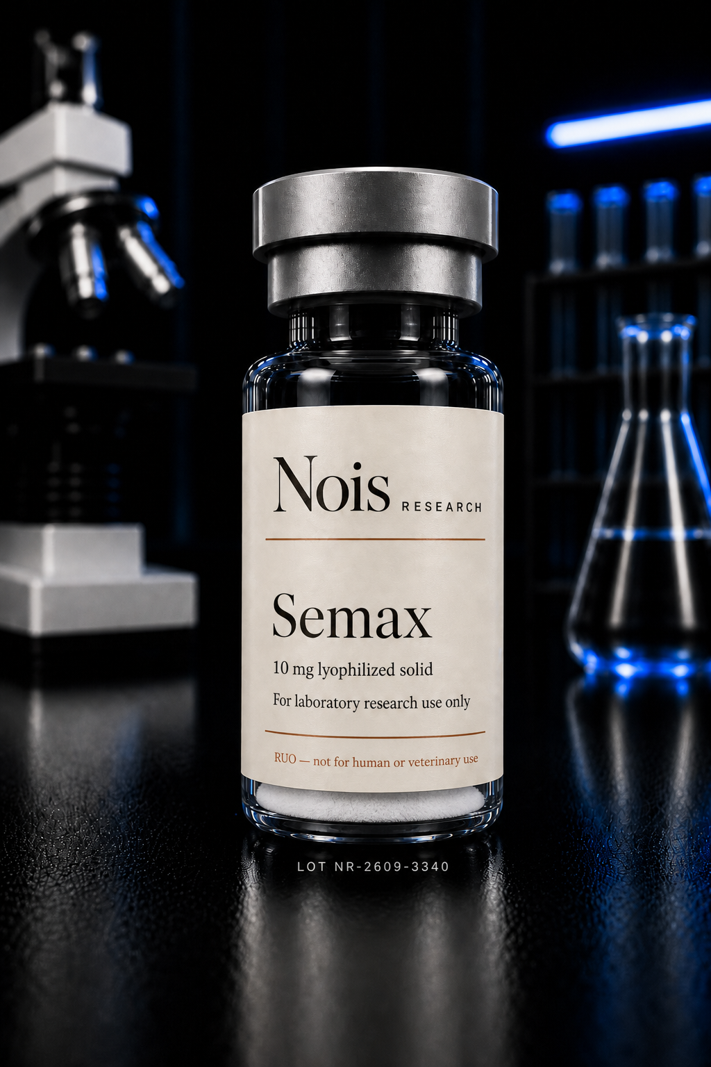 Nois Research Semax lyophilized research vial, cap to base