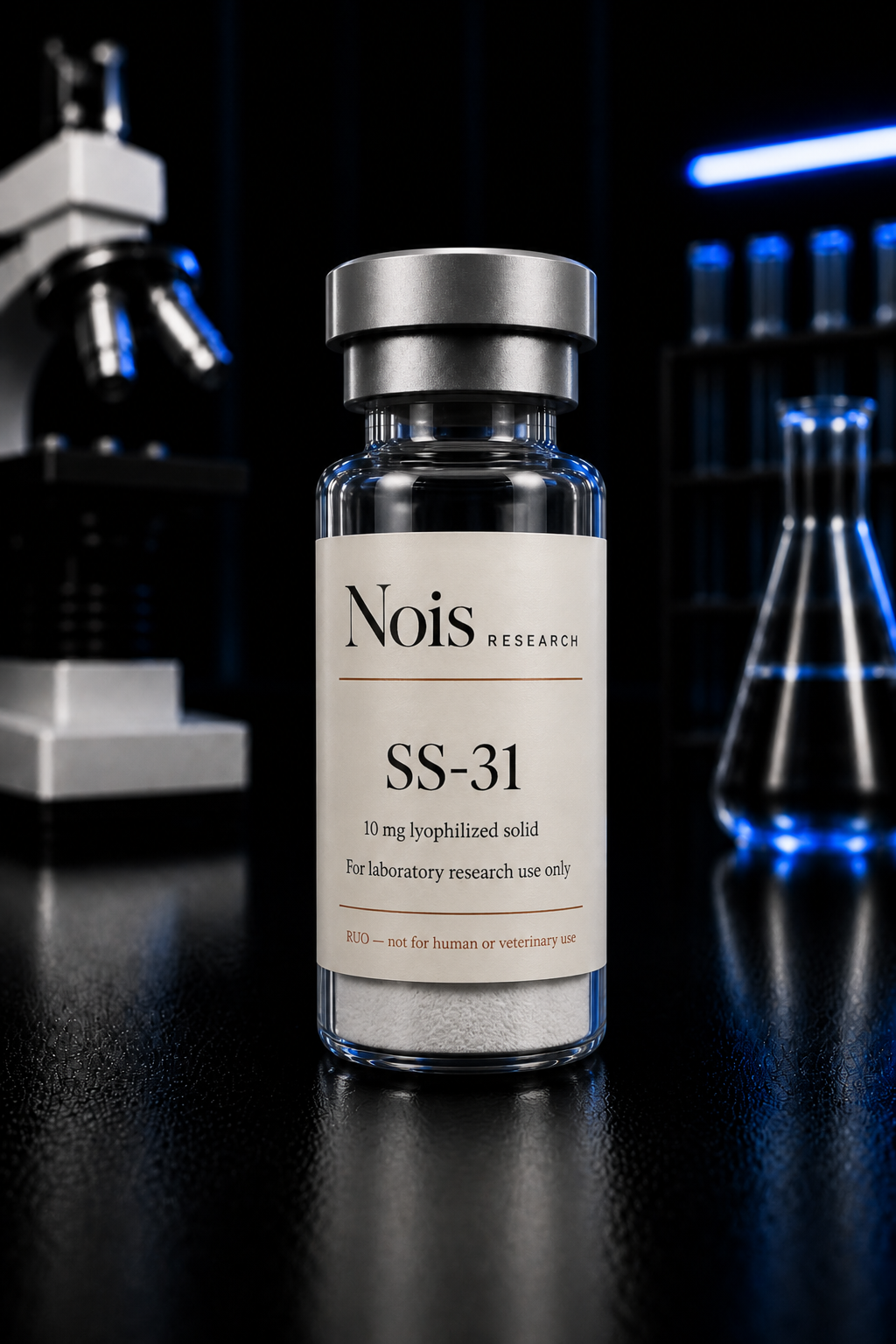 Nois Research SS-31 lyophilized research vial, cap to base